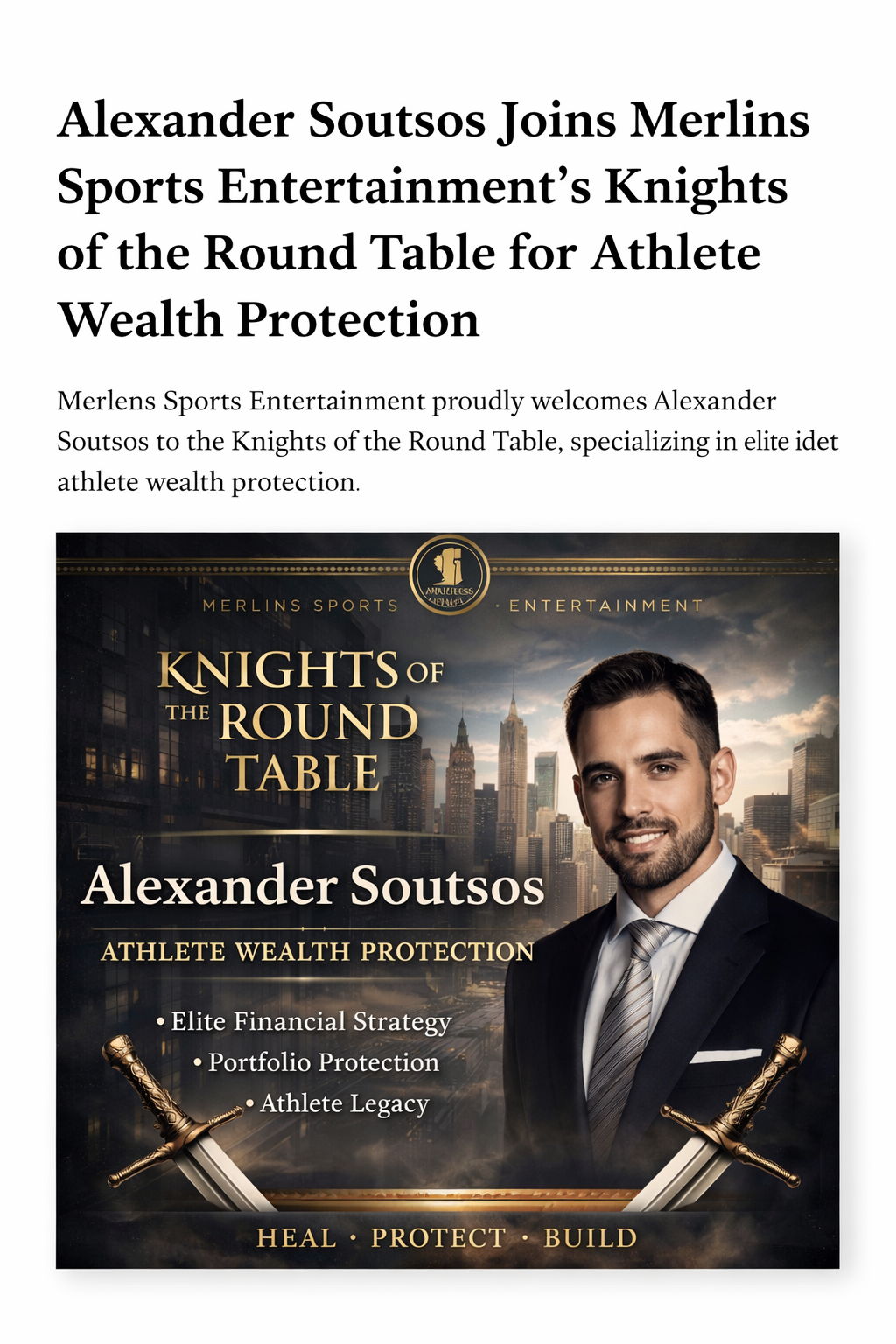 Alexander Soutsos athlete wealth protection Merlins Sports Entertainment