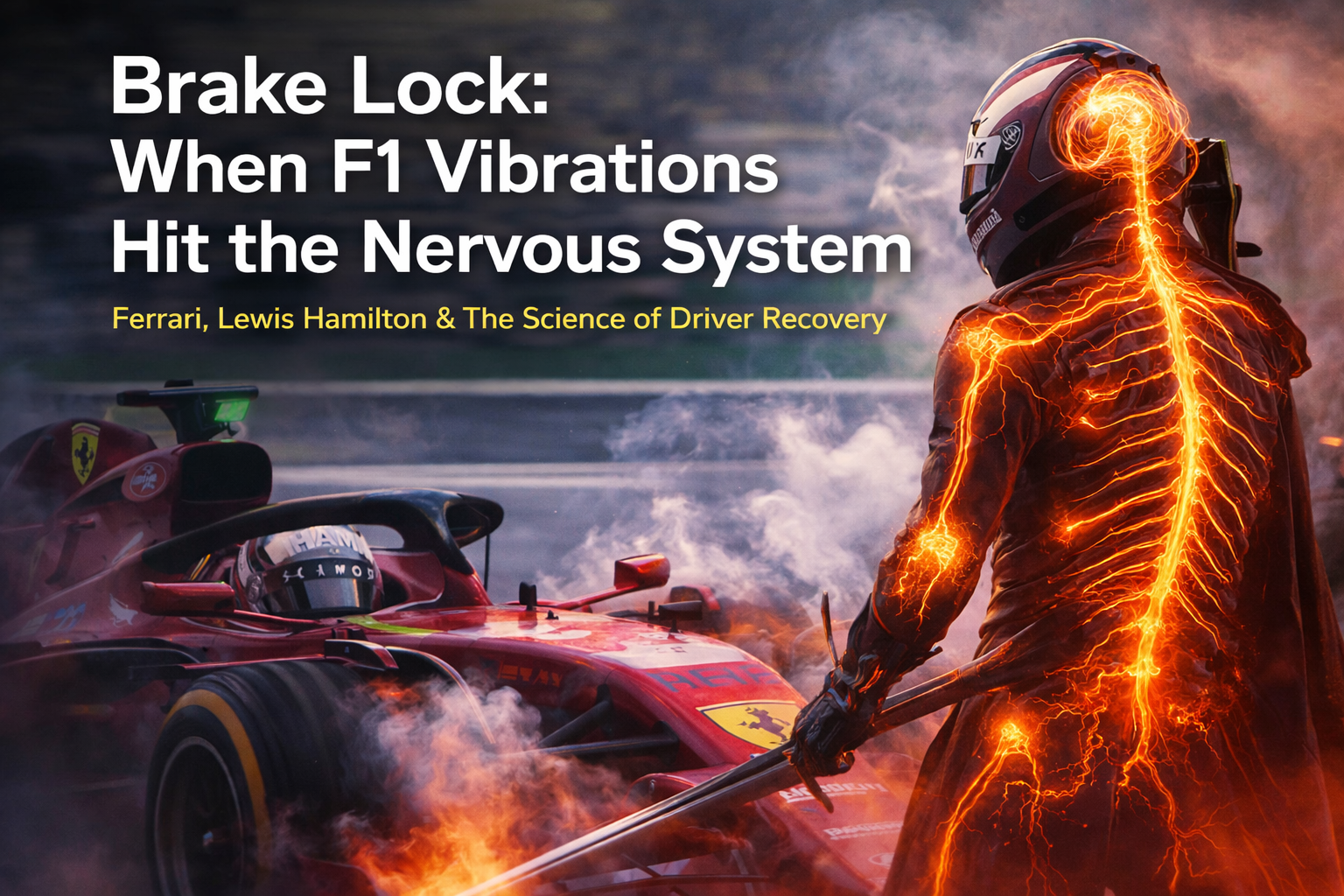 Formula 1 brake lock viberation affecting driver nerves and legs, Merlins F-Labs recovery science