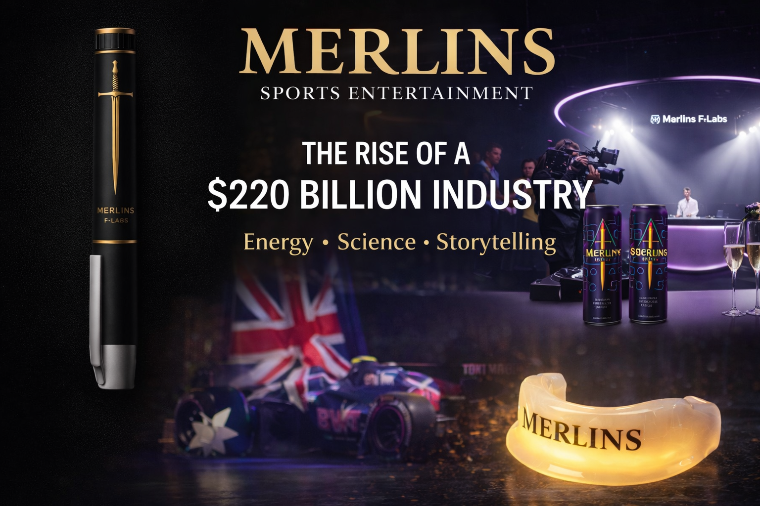 Merlins Sports Entertainment $220 billion ecosystem including energy drinks, performance science and sports technology