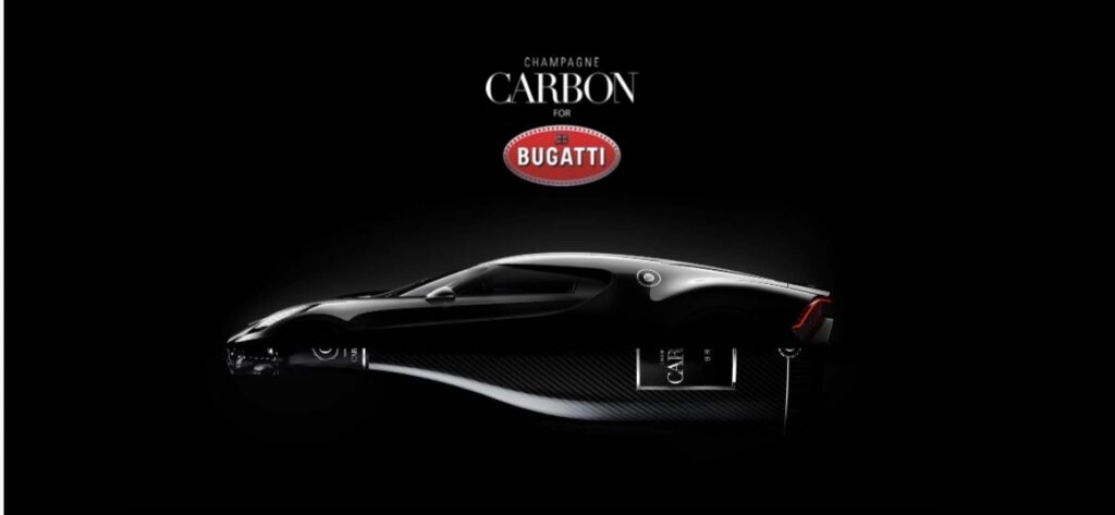 Champagne Carbon Bugatti bottle representing luxury performance and innovation